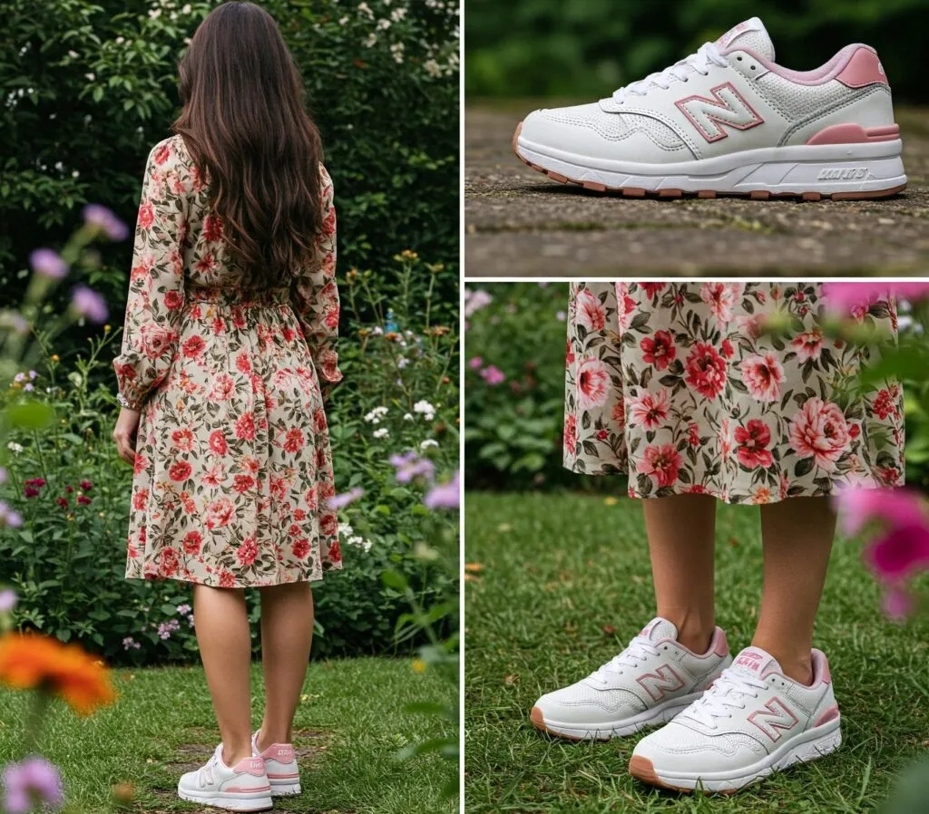 Athletic girl wearing a modern pair of sneakers