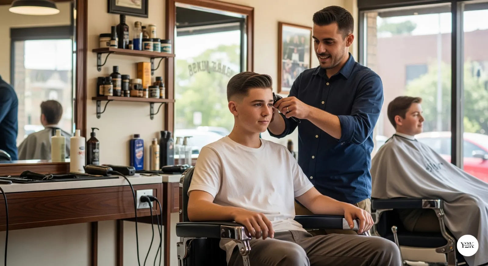 Teen boy with Ivy League haircut for timeless, neat appearance