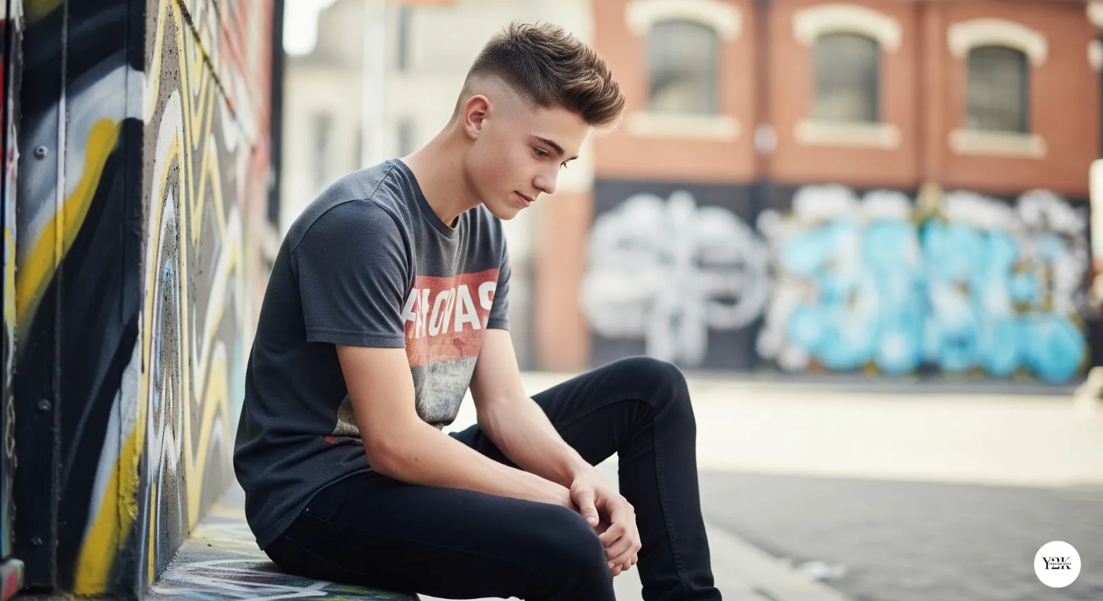 Teen boy with textured crop haircut showing layered short hair