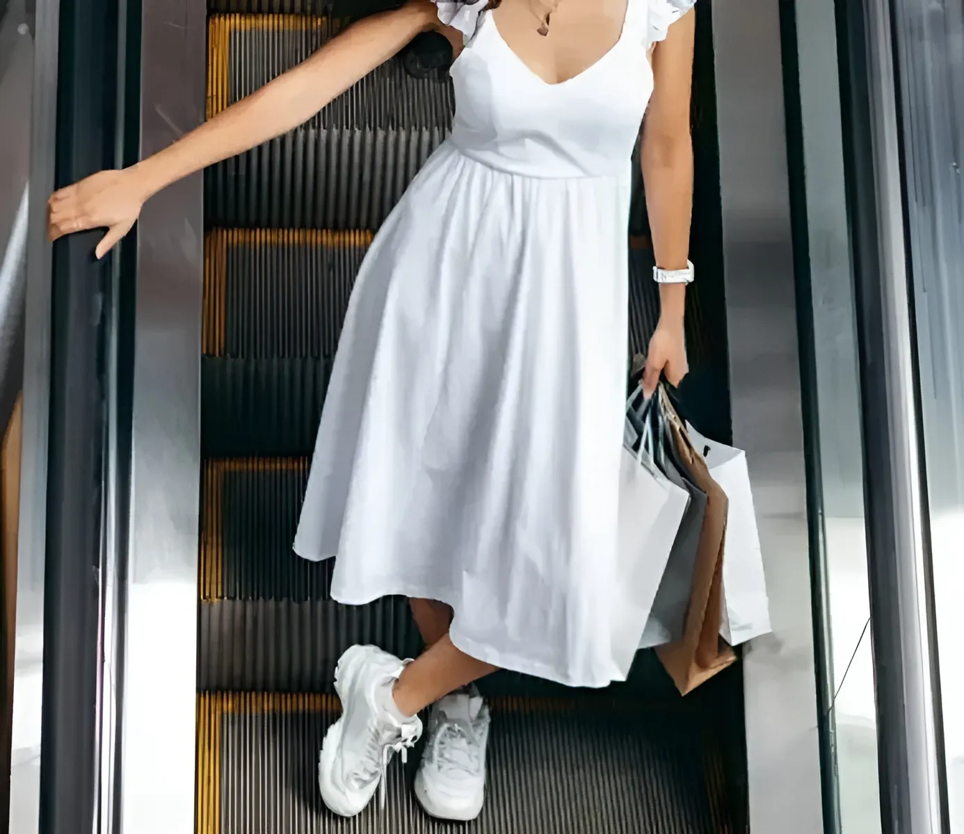 Bold Sneakers for Simple Dresses