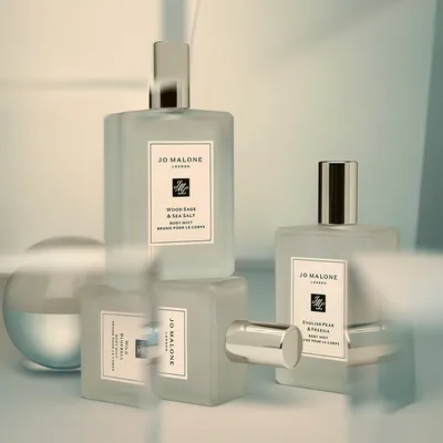 Jo Malone Wood Sage & Sea Salt perfume bottle with coastal-inspired design