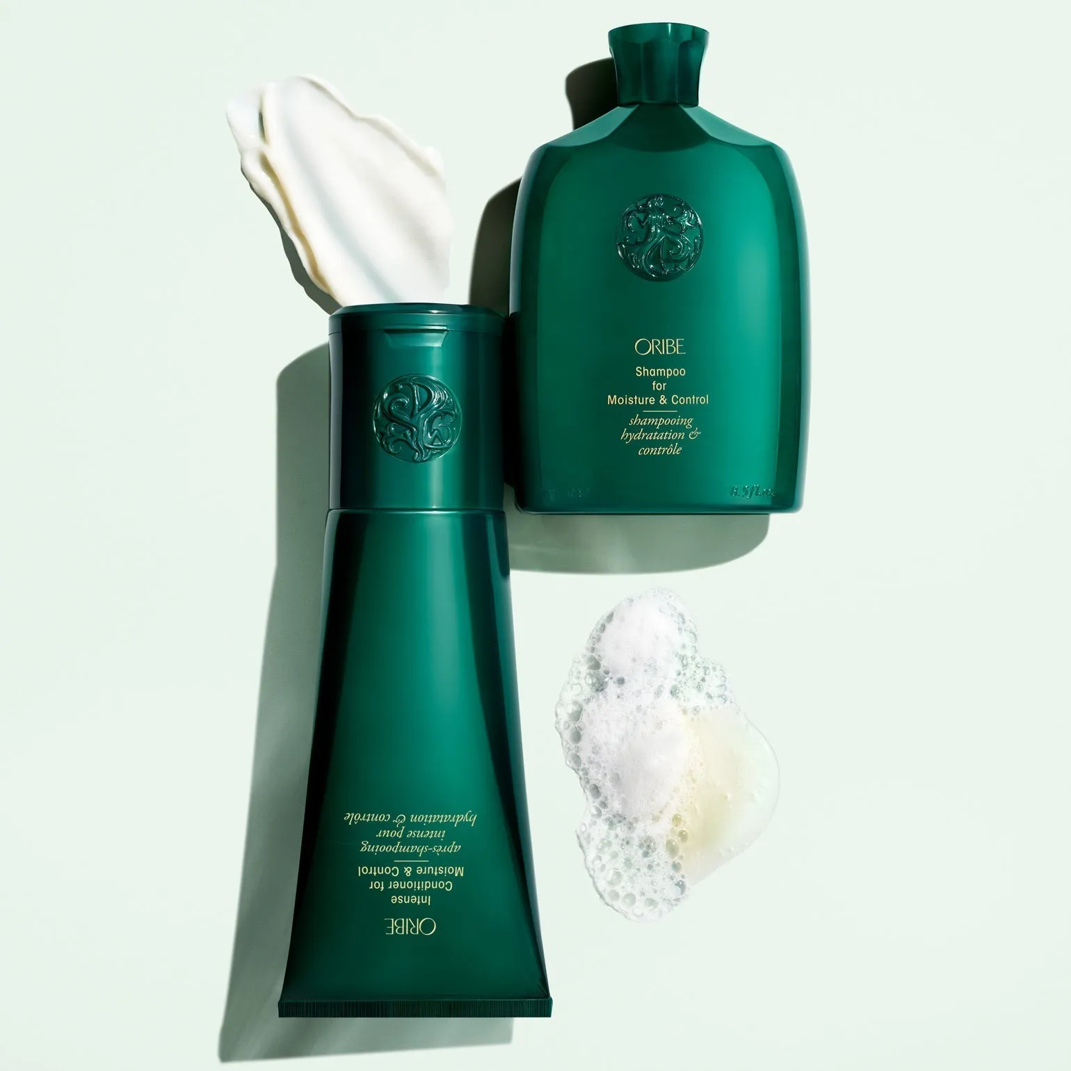  Oribe Moisture & Control shampoo and conditioner set for curly hair hydration and frizz control
