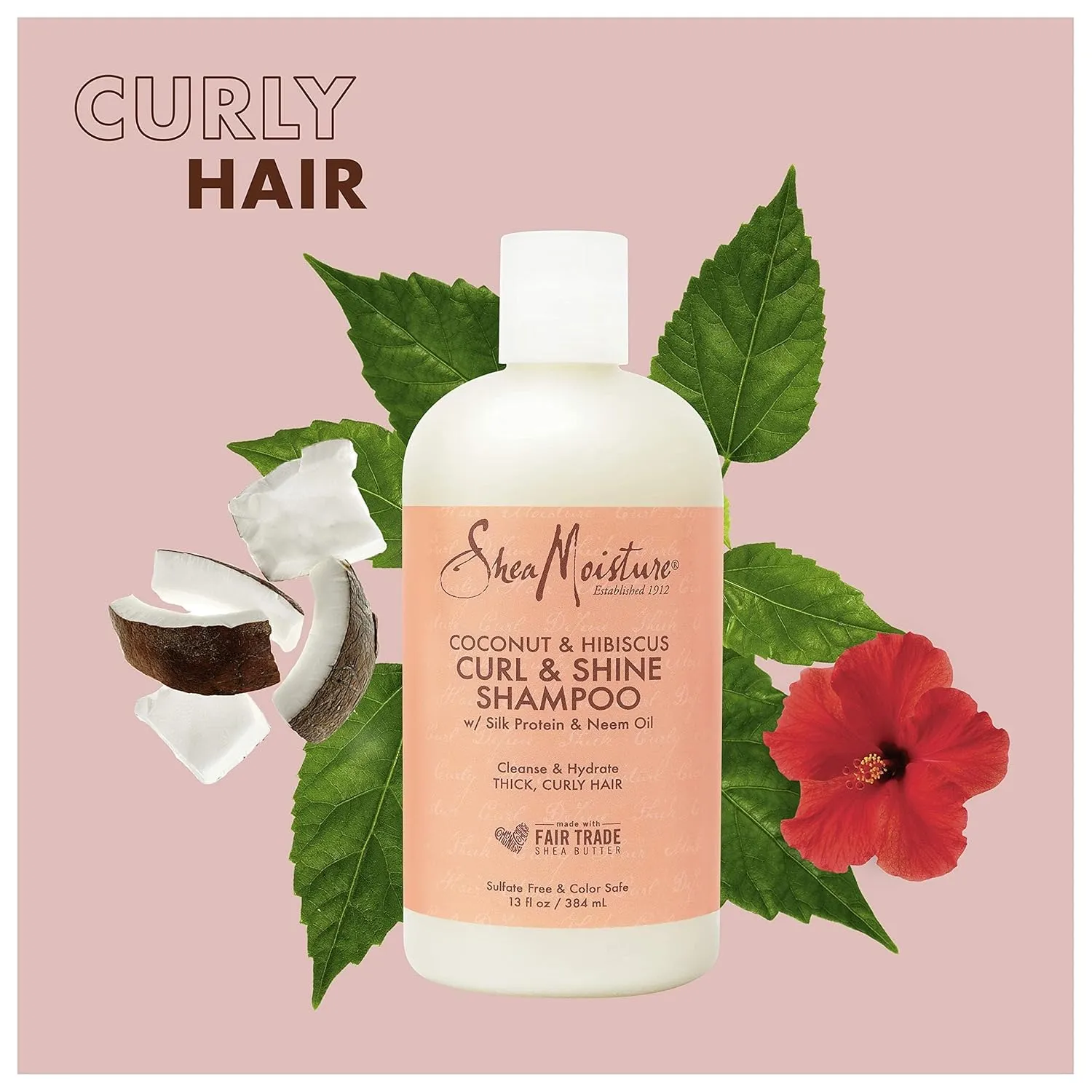SheaMoisture Curl & Shine Shampoo and Conditioner with coconut and hibiscus formula