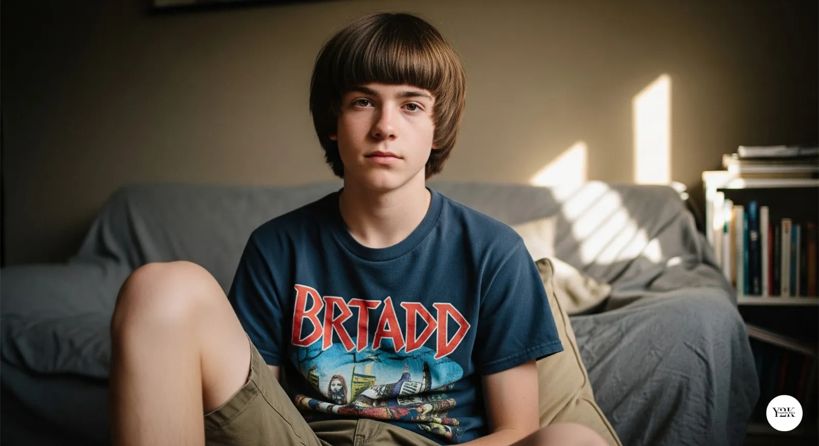 Teen boy with blunt cut fringe hairstyle for easy daily wear