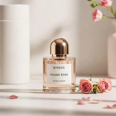 Byredo Young Rose perfume bottle with minimalist design