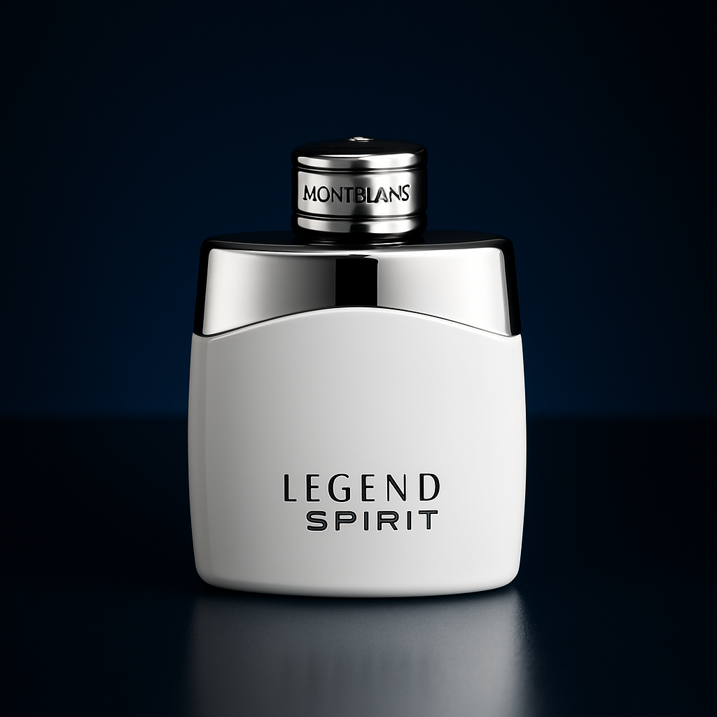 Montblanc Legend Spirit cologne bottle with a sleek white design, symbolizing freshness and elegance for young professionals.