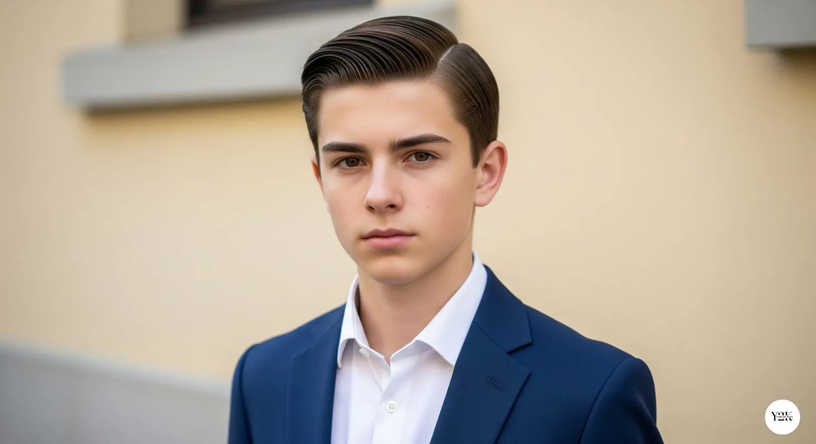Teen boy with classic side part hairstyle for formal occasions