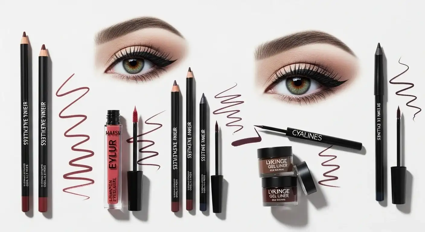 Collage of images of Product shots of Multiple Eyeliners