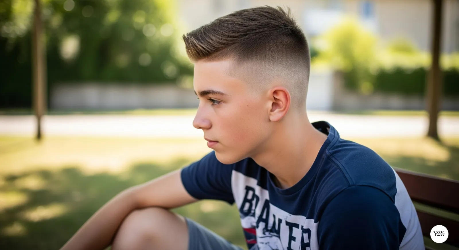 Teen boy with crew cut with texture for everyday versatility