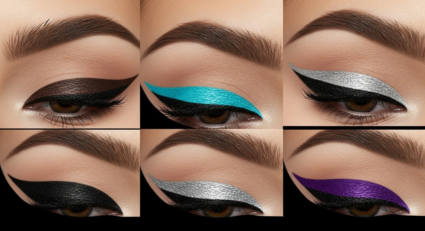 Swatches of colored eyeliners (Eye Shots with Different Colored Eyeliners)