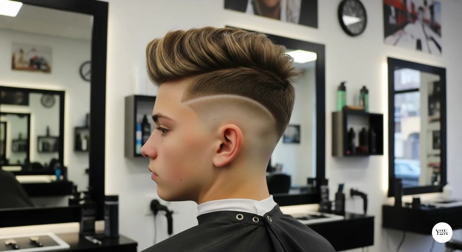 a boy with high fade haircut and textured top for bold look