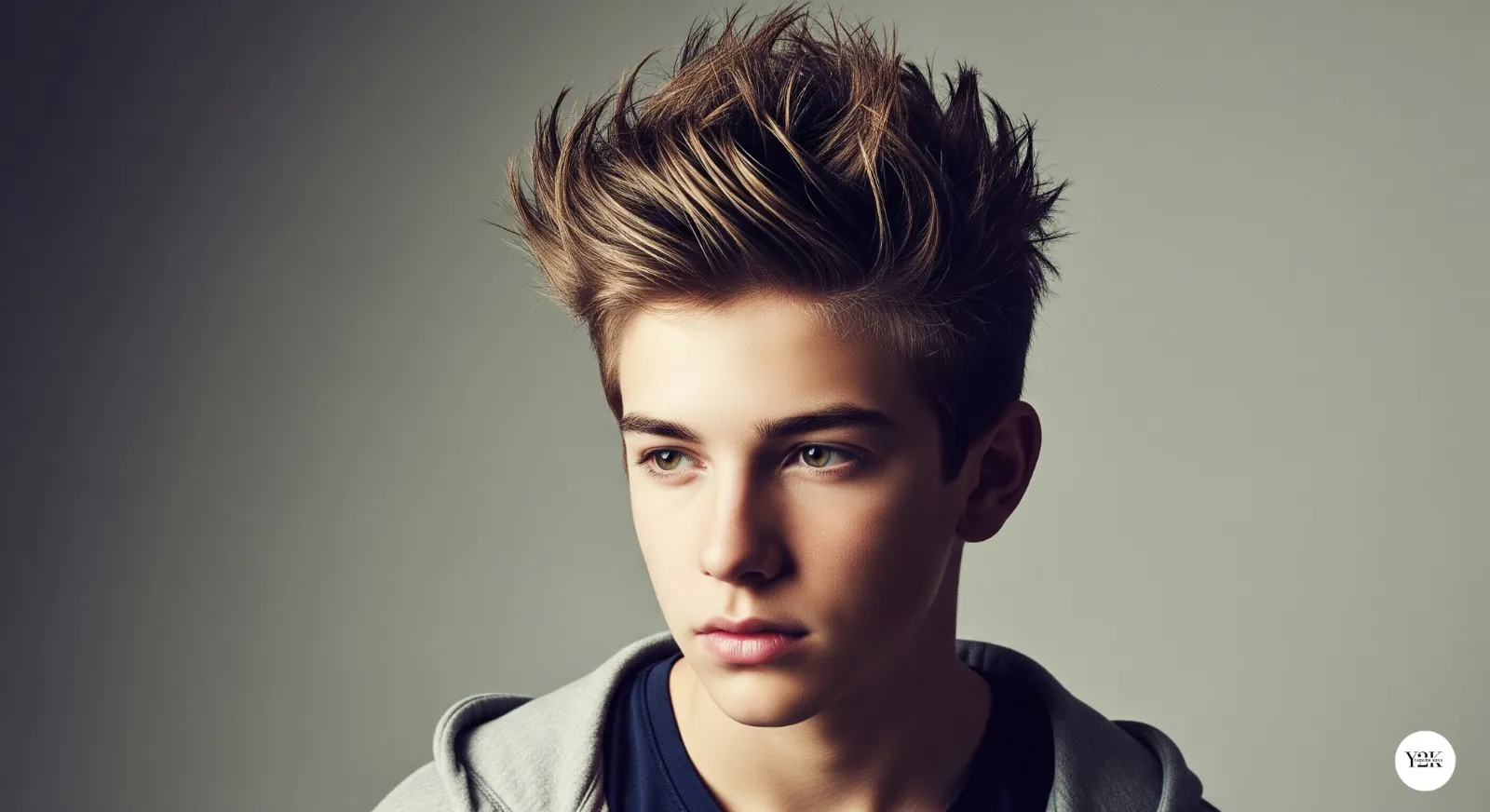 Teen boy with messy spikes hairstyle expressing bold personality