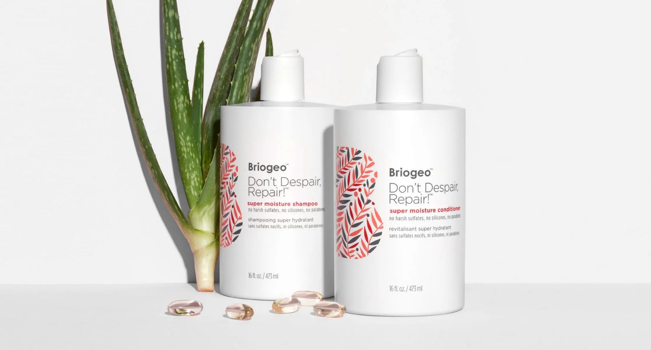 Briogeo Don’t Despair Repair shampoo and conditioner set for damaged curly hair repair and shine