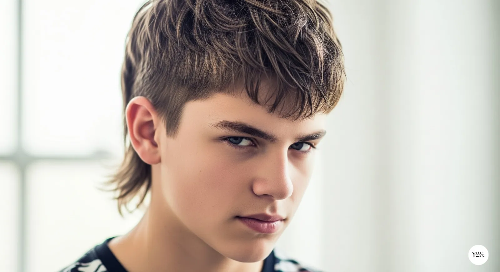Teen boy with textured mullet haircut for modern edgy look