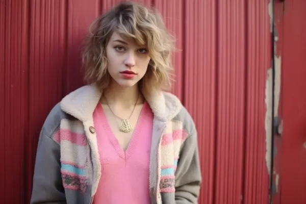 Textured shaggy layered bob with tousled ends