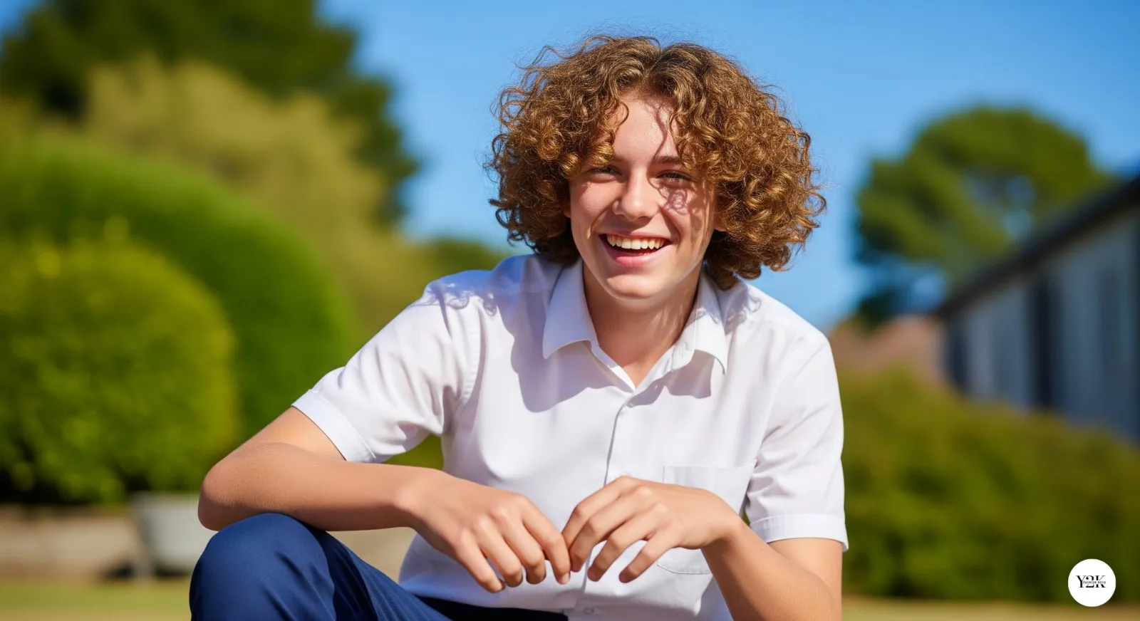 Teen boy with uniform curly cut hairstyle for natural curl display
