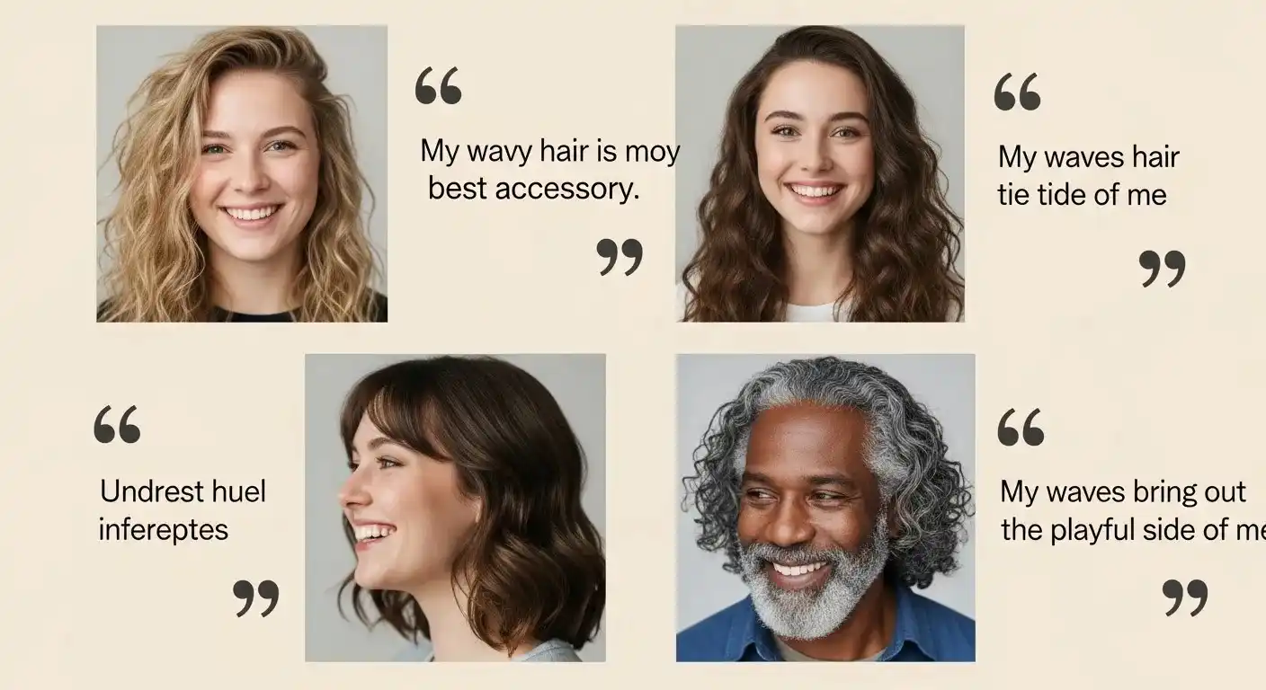 User quotes with photos of their wavy hairstyles