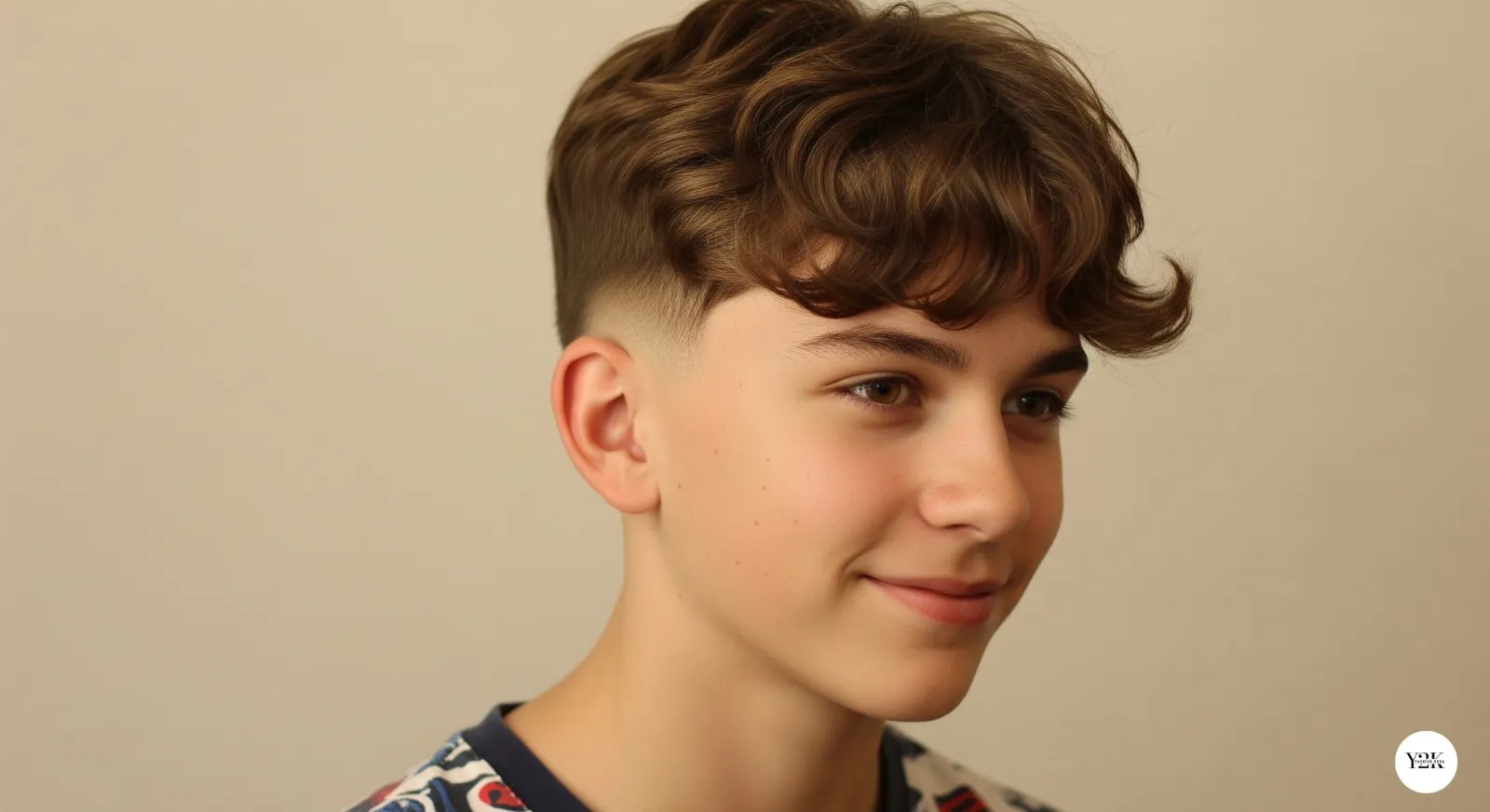 Teen boy with wavy top and taper haircut highlighting natural wave