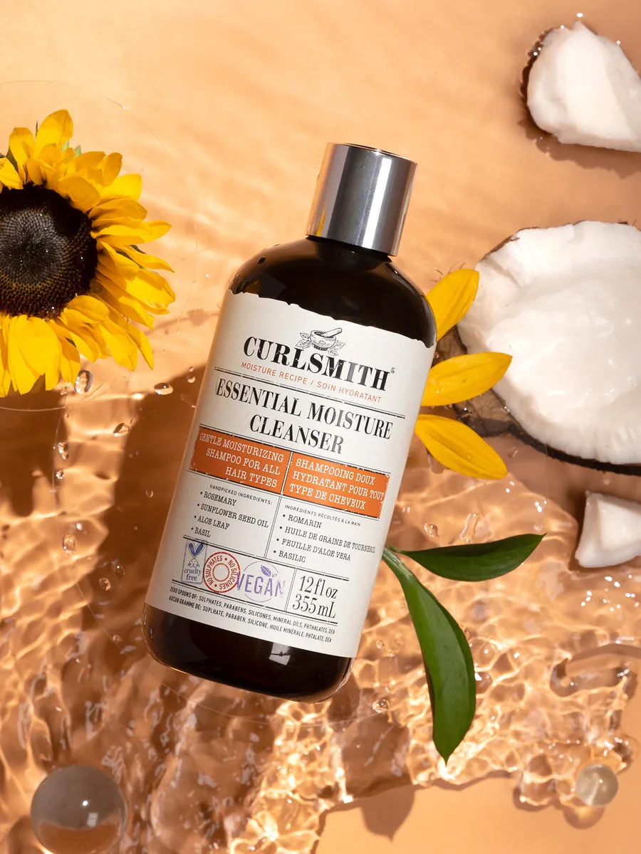 Curlsmith Essential Moisture shampoo and conditioner for curl hydration with clean ingredients