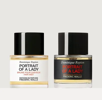 Frédéric Malle Portrait of a Lady perfume bottle with bold red and black design